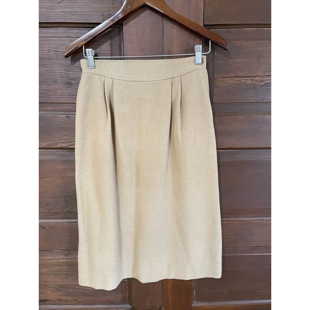 JG Hook Wool Midi Skirt Straight Lined Ladies Size 8 Tan Solid Career Preppy